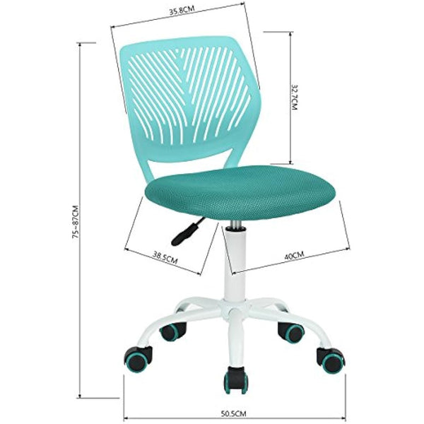 Homy Casa Desk Chair Adjustable Swivel Office Chair Fabric Seat Ergonomic Task Chair without Armrest Turquoise