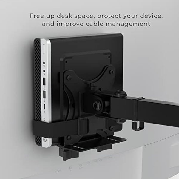 HumanCentric Thin Client Mount Bracket, Mount a Mini PC or Computer to a VESA Monitor Arm or Stand, Pole, or Under Desk or Surface, devices with 0.65-2.55" in depth for 75x75 and 100x100mm Patterns