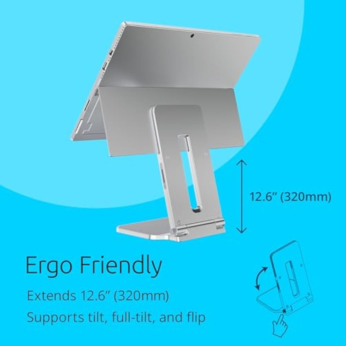 Kensington Microsoft Surface Pro Stand, Elevated Stand for Surface Pro Stand for Desk, Foldable Light-Weight Non-Skid Tablet Stand and Holder Designed for Surface Pro 7 7+ 8 9 10 11 Surface Go 2 3 4