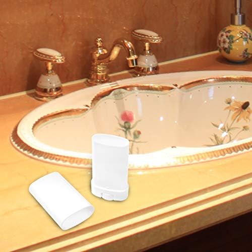 Deodorant Containers 10-Pack - White - 0.5 Oz (15 ml) - 60 Writable Stickers - Twist Mechanism - Refillable Cosmetic Containers for DIY Homemade Deodorant, Lip Balm, Soap, Lotion Sticks etc.