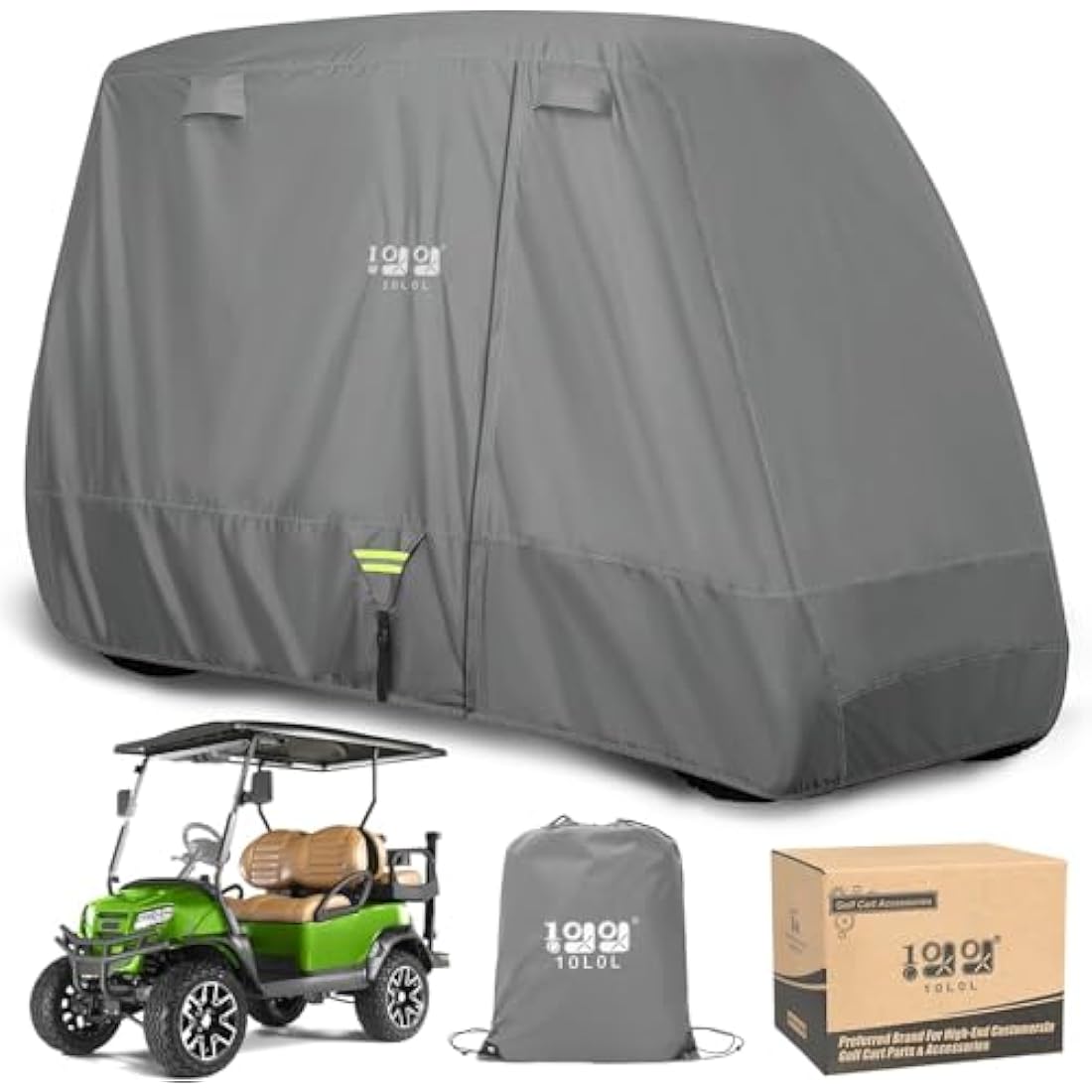 10L0L Golf Buggy Cover, 600D Waterproof Rainproof Golf Cart Cover, Extended Roof 80" Durable Heavy Duty 4 Passengers/2 Passengers Golf Buggy Cover for Yamaha, Club Car, EZGO, Honda Golf Buggies