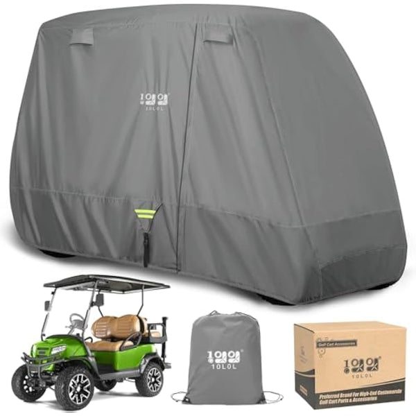 10L0L Golf Buggy Cover, 600D Waterproof Rainproof Golf Cart Cover, Extended Roof 80" Durable Heavy Duty 4 Passengers/2 Passengers Golf Buggy Cover for Yamaha, Club Car, EZGO, Honda Golf Buggies