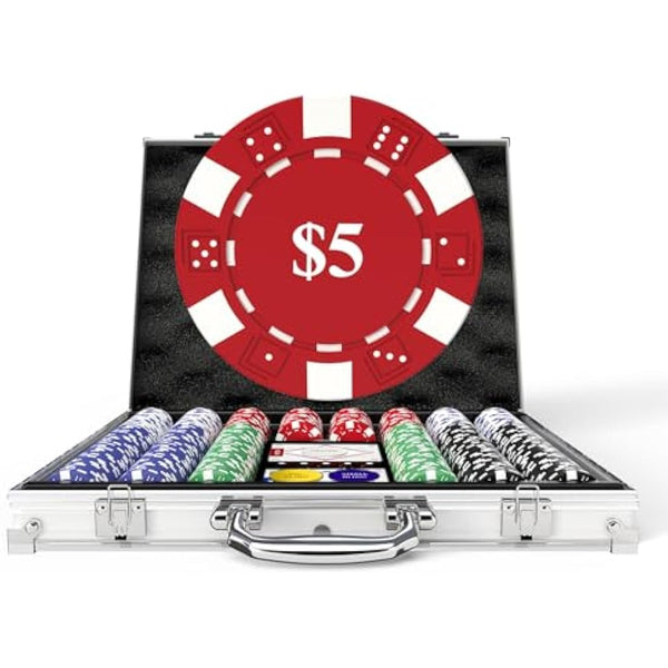 HEITOK Poker Chips Set 500pcs, Casino Chips Set with Numbers Aluminum Travel Case, Waterproof of 11.5g Poker Set for Texas Holdem Blackjack Gambling