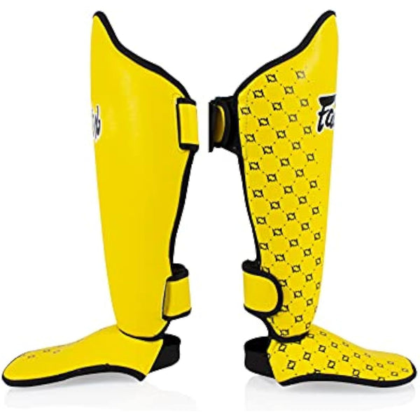 Fairtex Competition Muay Thai Shin Guards, SP5 - Black, Blue, Yellow