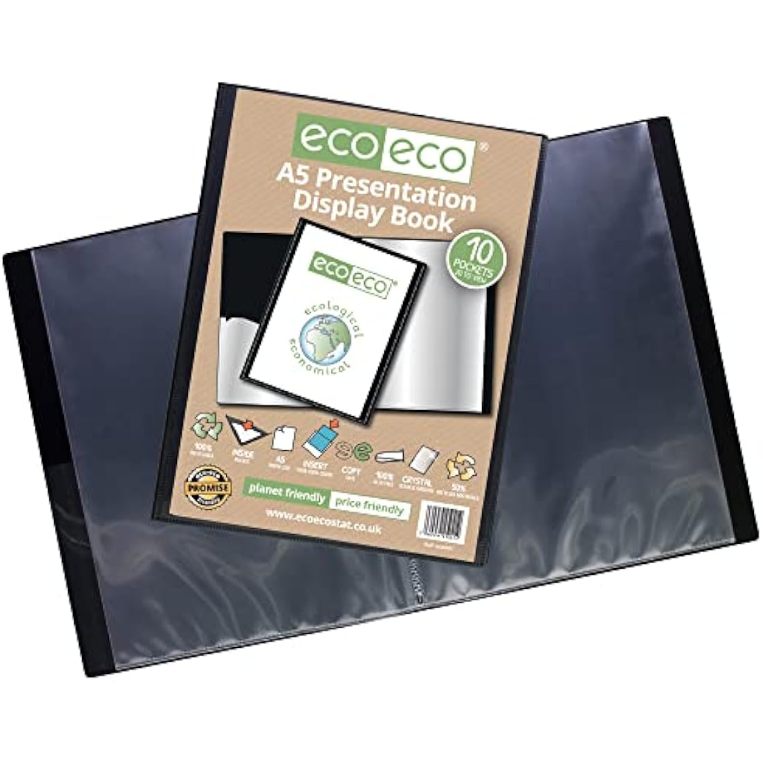 Eco-eco A5 50% Recycled 10 Pocket Presentation Display Book Folder (Pack of 12),eco041x12