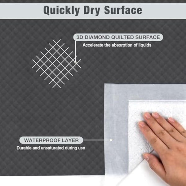 Flying Paws Puppy Pads 50 Pack, 60x90 cm Super Absorbent Pet Dog Training Pads, Leakproof Pee Pad with Charcoal Odour Control, Ideal for Larger Pets Floor Protection Toilet Pee Mat XL-50