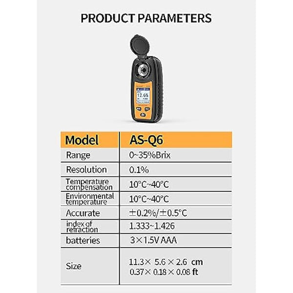 Aicevoos Brix Meter, Digital Brix Refractometer Automatic Temperature Compensation Brix Refractometer Range 0-35%