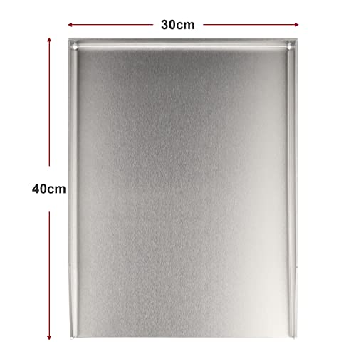 Grihero Universal Griddle Plate with Grill Spatula Scraper Accessory Set, 40x30cm Stainless Steel BBQ Plancha Grill Plate with Grease Drain for Weber,