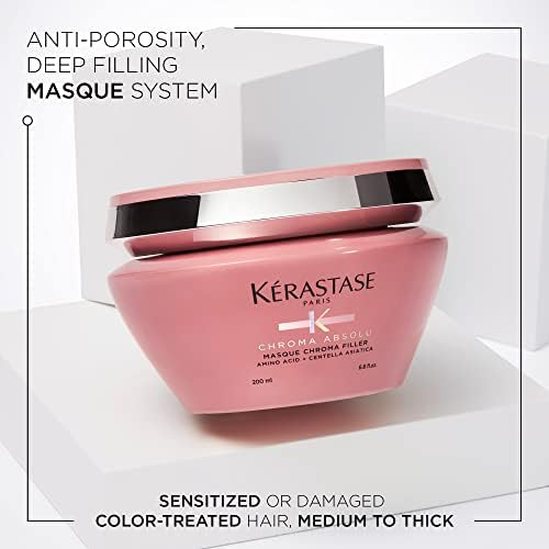 Kérastase Chroma Absolu, Anti-Porosity Deep-Filling Hair Mask, For Colour Treated Hair, With Lactic Acid, Masque Chroma Filler, 200ml