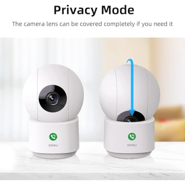 AOSU 2.5K Indoor Camera Wired 5GHz WiFi - Dog Cat Kids & Elderly Monitoring, Plug-In, 24/7 Recording, 360 Pan-Tilt, Two-Way Audio, Alexa Compatible, Dual Band WiFi, Long Range IP Cam