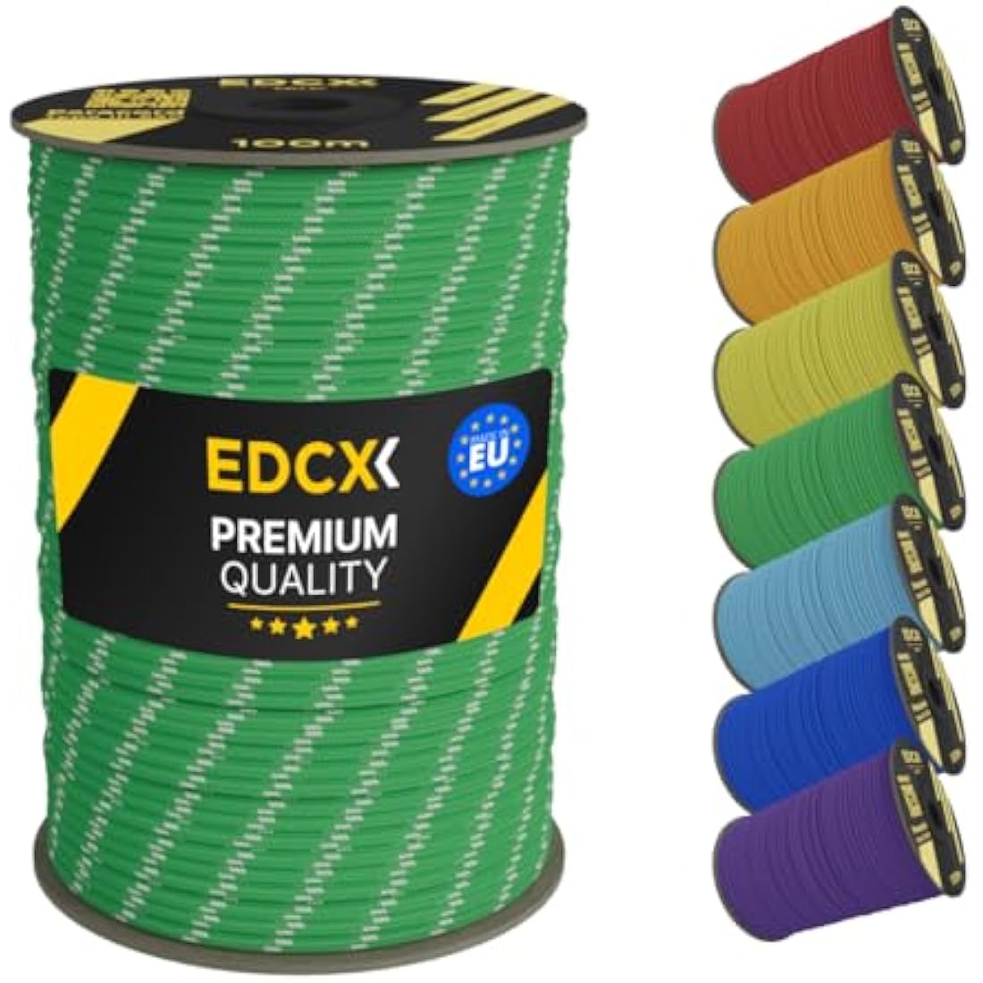 EdcX 4mm Rope 550 - Type III, 100% Rope, 7 Strand Rope, 4mm Rope in Solid Colors