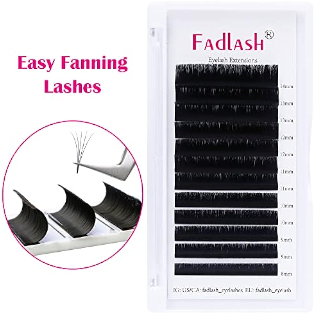 Fadlash Easy Fan Lashes D Curl 0.07 8-14mm Mixed Length Russian Lashes Natural Look Self Fanning Eye Lashes Automatic Blooming Russian Eyelashes Extensions(0.07-D-814)