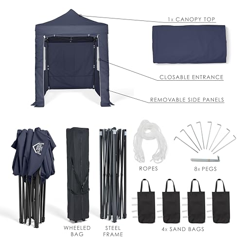 All Seasons Gazebos | 3x2m Pop Up Gazebo with 4 Side Walls & Accessory Pack | Heavy Duty, Fully Waterproof, High Grade Materials (Navy)