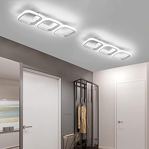 EIDISUNY Ceiling Light 3 Rectangles LED Latest Personality Simple White Modern Led Ceiling Light for Hallway Entrance Office Bedroom Kitchen Living Room Aisle - 54cm 33W Cool White Light 6000K (White)