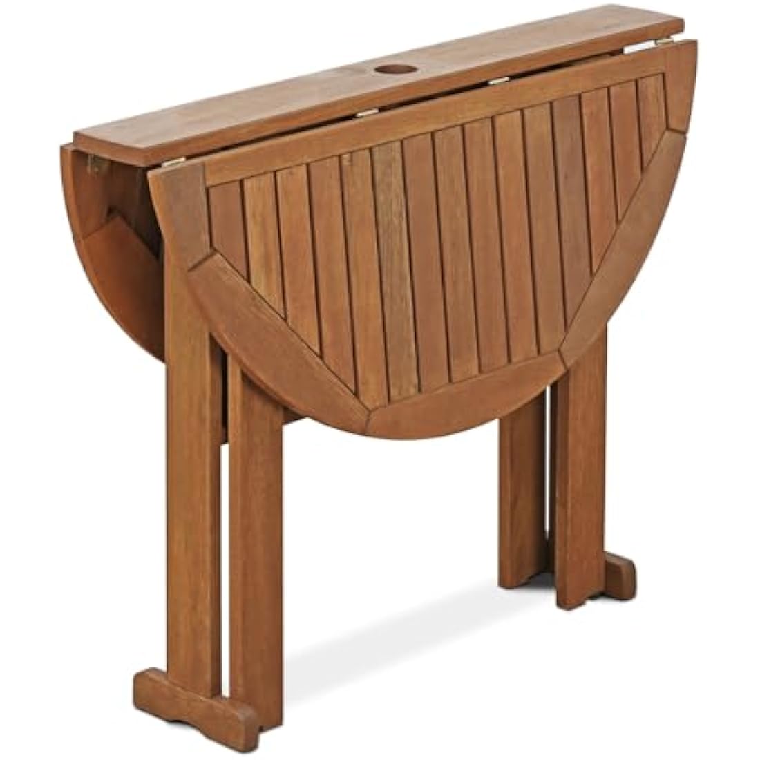 Furinno FG17035 Tioman Hardwood Patio Furniture Gateleg Round Table in Teak Oil, Natural