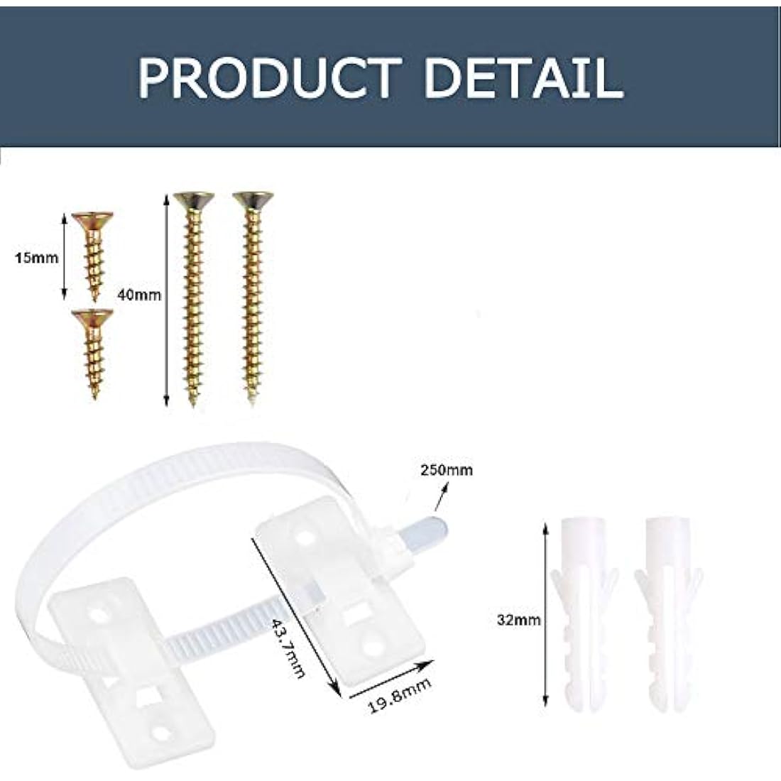 Furniture Straps (20packs), Baby Proofing Anti-Tip Furniture Anchor Straps kit, Falling Furniture Prevention Device, Safety Furniture Wall Anchors for Baby Proofing & Pet Protecting,White