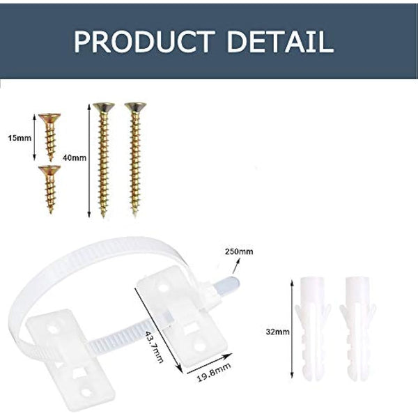 Furniture Straps (20packs), Baby Proofing Anti-Tip Furniture Anchor Straps kit, Falling Furniture Prevention Device, Safety Furniture Wall Anchors for Baby Proofing & Pet Protecting,White