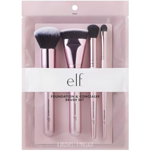 e.l.f. Complexion Perfection Brush Kit 4 Piece Set, Synthetic