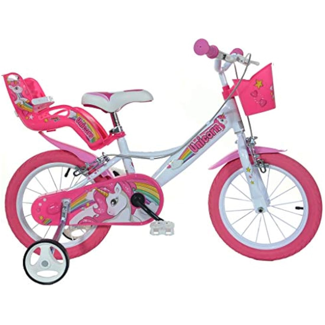 Dino Bikes 144R-UN Unicorn 14" Bicycle 14'', White & Pink
