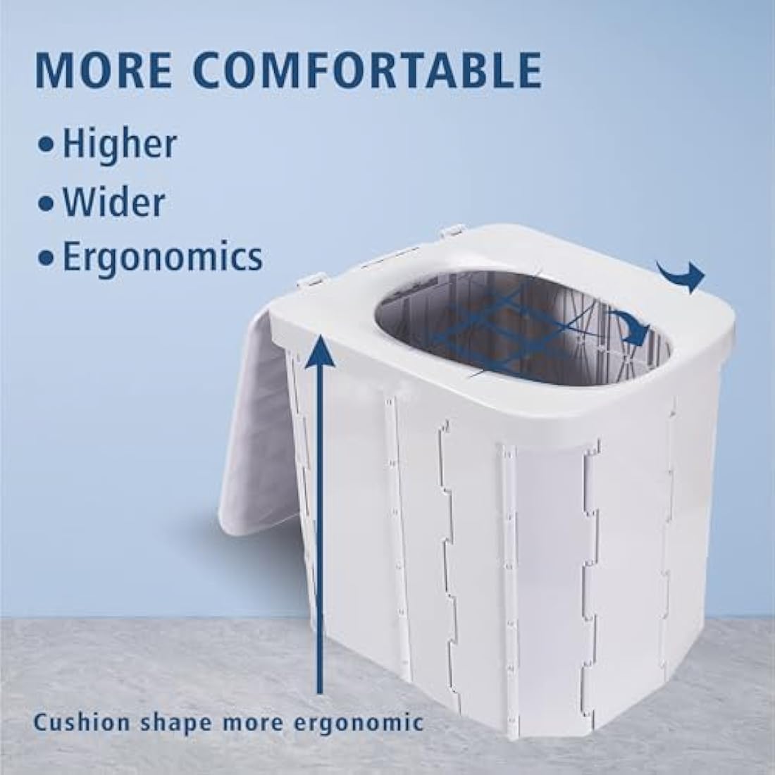 Hapoon Portable Camping Toilet for Adults - XL Folding Toilet with Lid, Travel Portable Potty, Grey