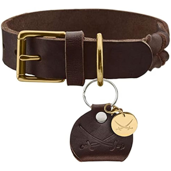 HUNTER SANSIBAR SOLID Leather Dog Collar Heavy Duty Grip Braided 50 (S-M) Dark Brown