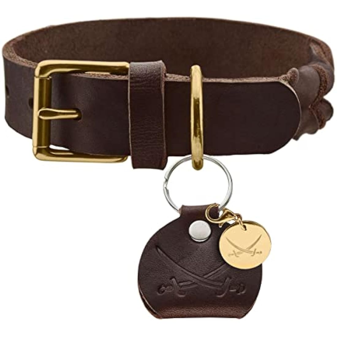 HUNTER Sansibar Solid Dog Collar Leather Heavy Duty Grippy Braided 40 (S) Dark Brown