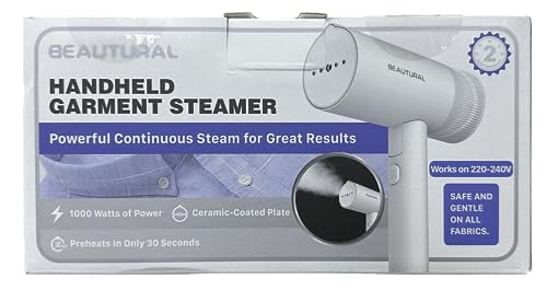 BEAUTURAL Clothes Steamer, Foldable Handheld Clothing Wrinkles Remover for Garments, Portable Mini Fabric Steam Iron for Home and Travel (White)