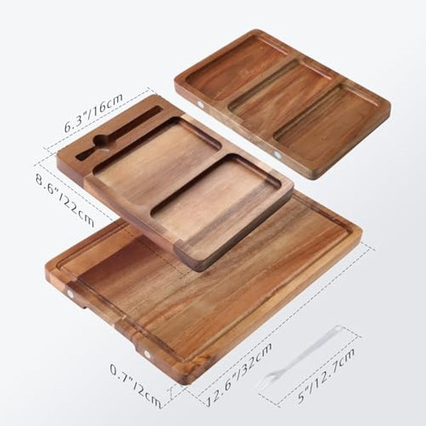 hecef Charcuterie Board Set, Extra Large Acacia Wood – 3-in-1 Magnetic Serving Platter for Cheese, Parties, Weddings, Housewarming & Birthdays