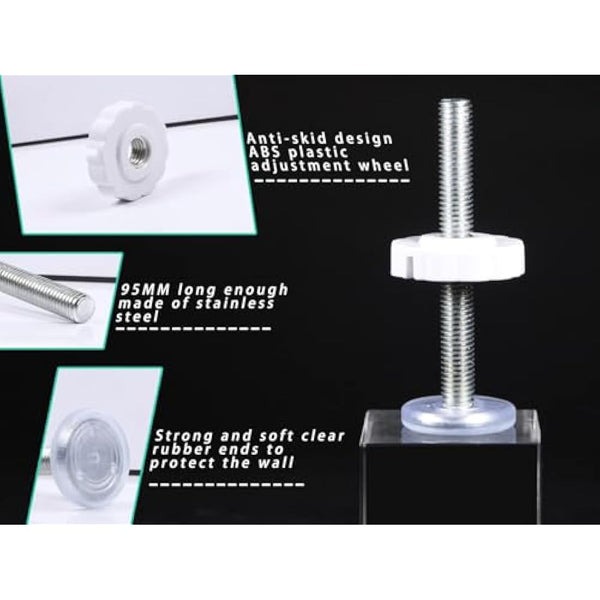 4 Pack Pressure Mounted BoltsKit for Baby Gate Pet Dog Wall Protector Threaded Spindle Rods Long Screws M10(90mm) Stair Walk Thru Gates Spares Lindam Safety First Parts Extension Cuggle（White ）