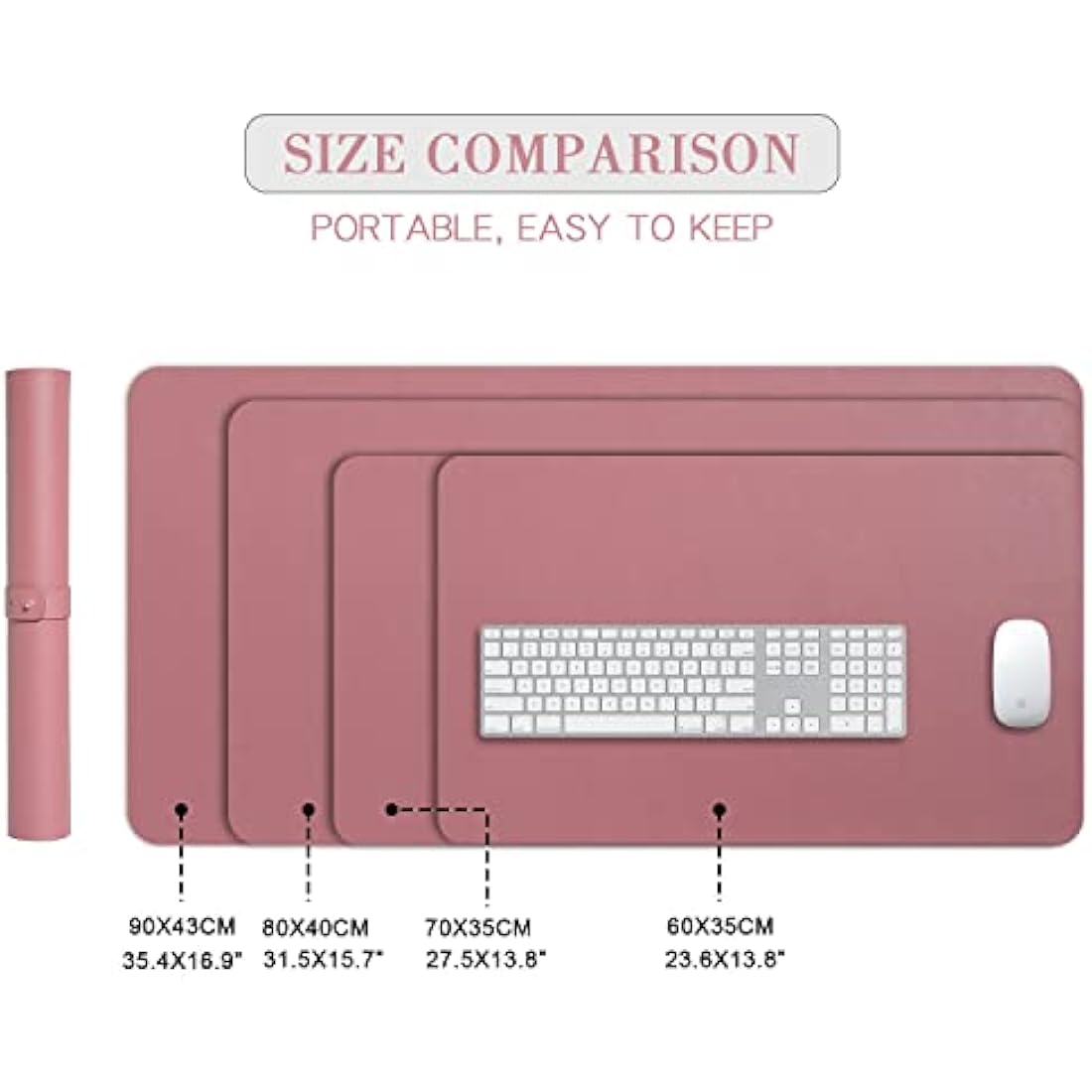 Desk Pad Large, DOBAOJIA Desk Mat, Laptop Mat, Writing Pad, Desk Blotter, Extended Mouse Mat, Large Mouse Pad for Office/Home, PU Leather Waterproof +Suede Non-Slip 27.5" X 13.8" (Dark Pink)