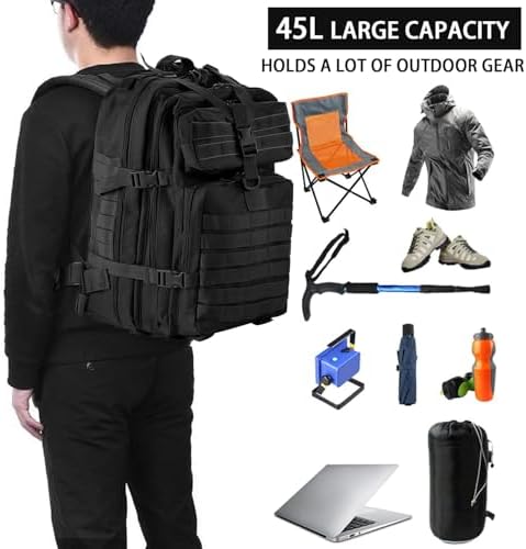 aiGear 45L Military Tactical Backpack | Lightweight Backpack Hiking Daypack | Rucksack with Molle System | for Outdoor Sports Trekking Hiking Travel Camping