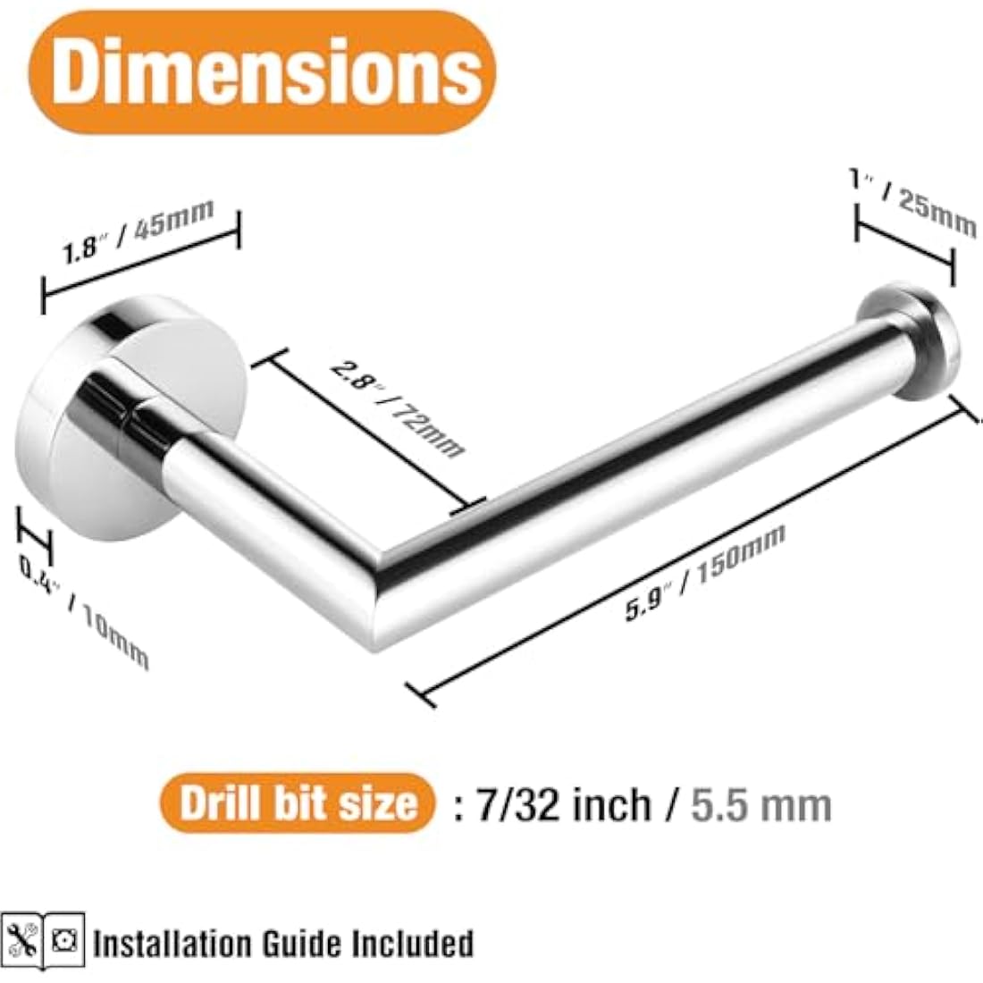 HITSLAM Toilet Roll Holder Wall Mounted SUS 304 Stainless Steel Chrome Toilet Paper Holder Waterproof Rotateproof Tissue-Holder for Bathroom,Silver