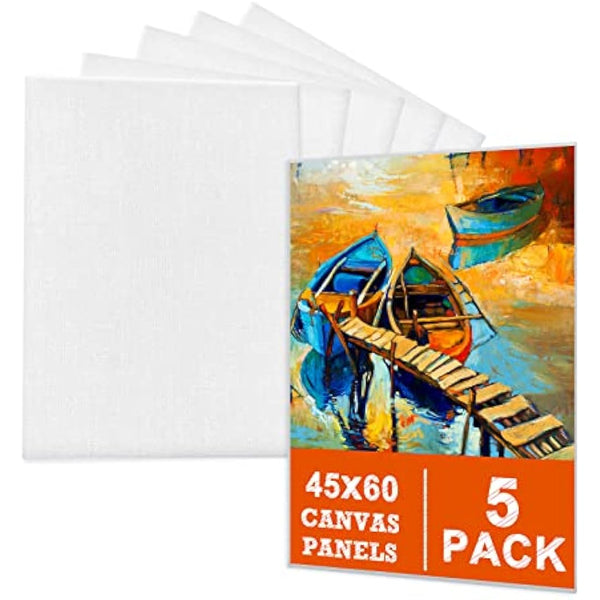 5 Packs Canvas for Painting - 45 x 60 CM(18" x 24"), Blank Canvas Panels Board for Acrylic Painting, Oil Paint & Wet Water Art Media, Canvases for Professional Artist, Hobby Painters & Beginners