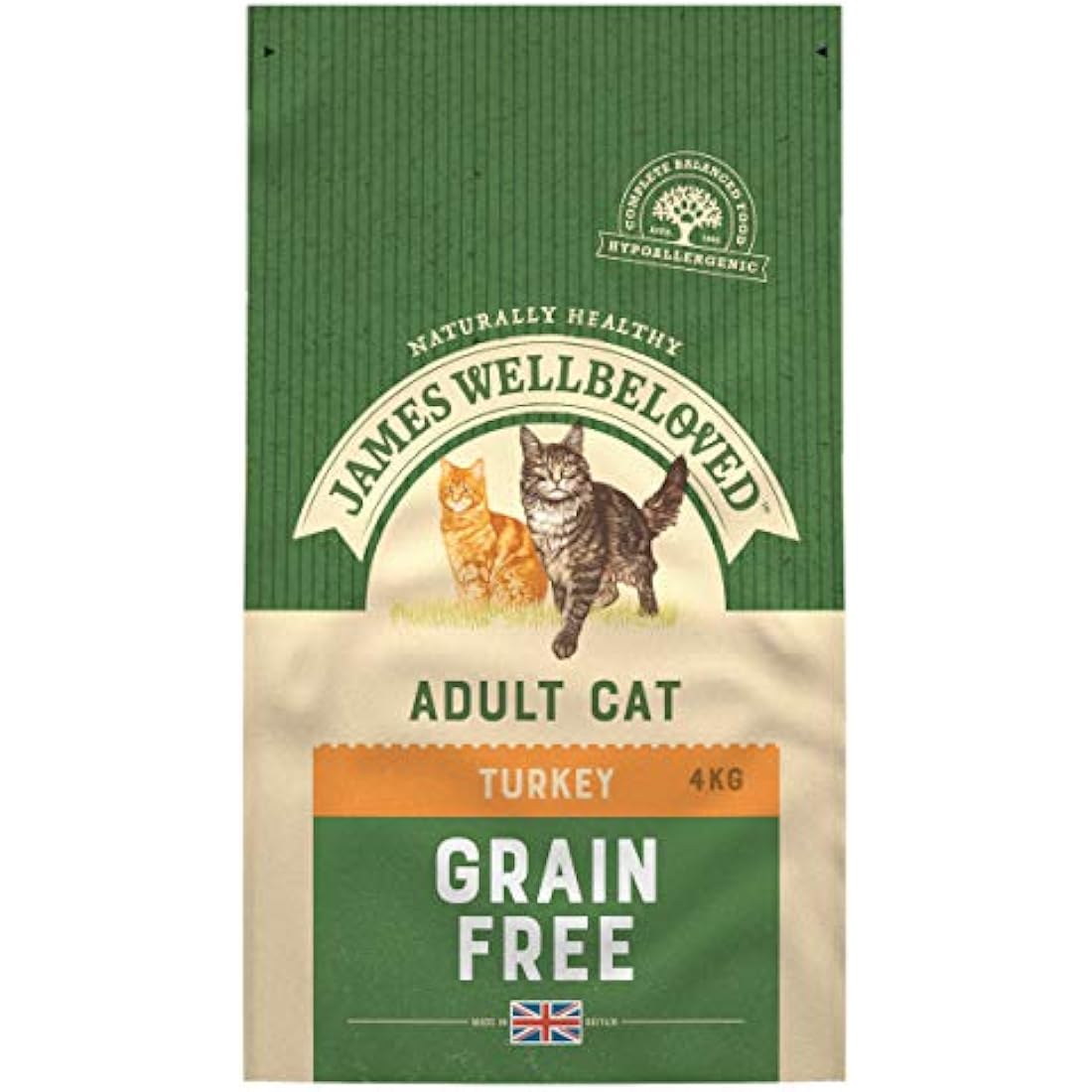 James Wellbeloved Adult Grain-Free Turkey 4 kg Bag, Hypoallergenic Dry Cat Food