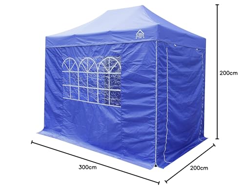 All Seasons Gazebos | 3x2m Pop Up Gazebo with 4 Side Walls & Accessory Pack | Heavy Duty, Fully Waterproof, High Grade Materials (Navy)