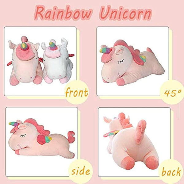 SNOWOLF Unicorn Stuffed Animal Toys Cute Soft Unicorn Plush Hugging Pillow with Rainbow Wings Kawaii Toy for Kids Girls(Yellow, 30cm/11.8Inch)