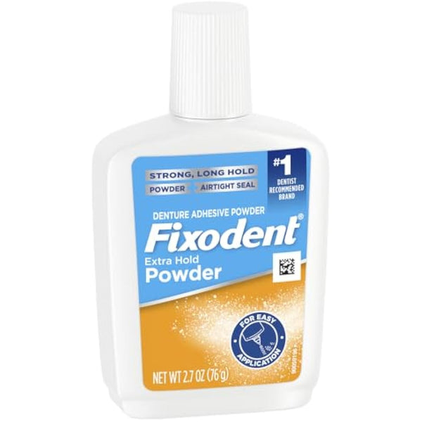 Fixodent Extra Hold Denture Adhesive Powder 2.7 Oz (Pack of 4)