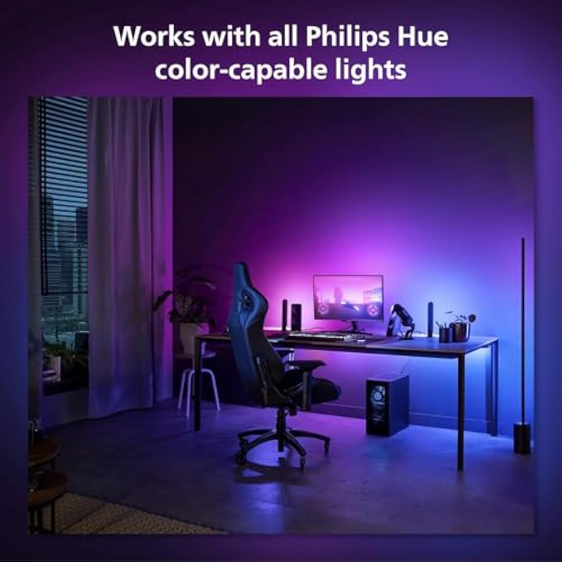 Philips Hue Play Gradient PC Lightstrip [for 24-27 Inch Screens] LED Smart Lighting. Sync for Entertainment, Gaming and Media