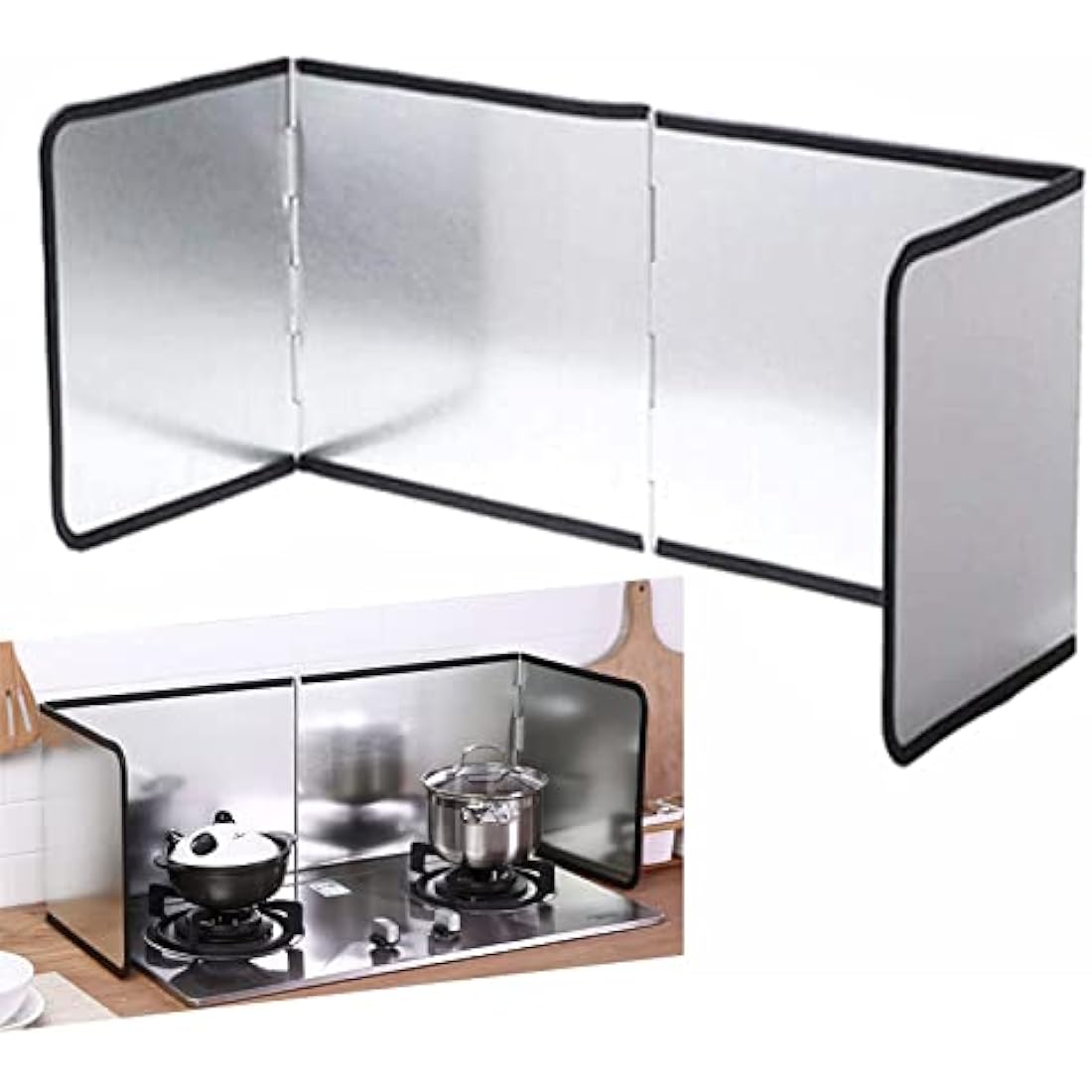 Height 40CM Stove Splatter Guard for Cooking Kitchen Anti Splatter Shield Guard Portable Folding Cooker Side Fat Oil Splash Guard Splash Back Splatter Screen for Frying Pan Wall Hob Grease