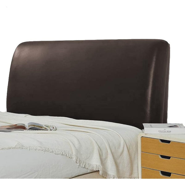 Bed Headboard Cover Waterproof Pu leather All-inclusive Elastic Headboard Protection Cover for King Double full Headboard Protector (Coffee, 150cm / for 140-160cm headboard)