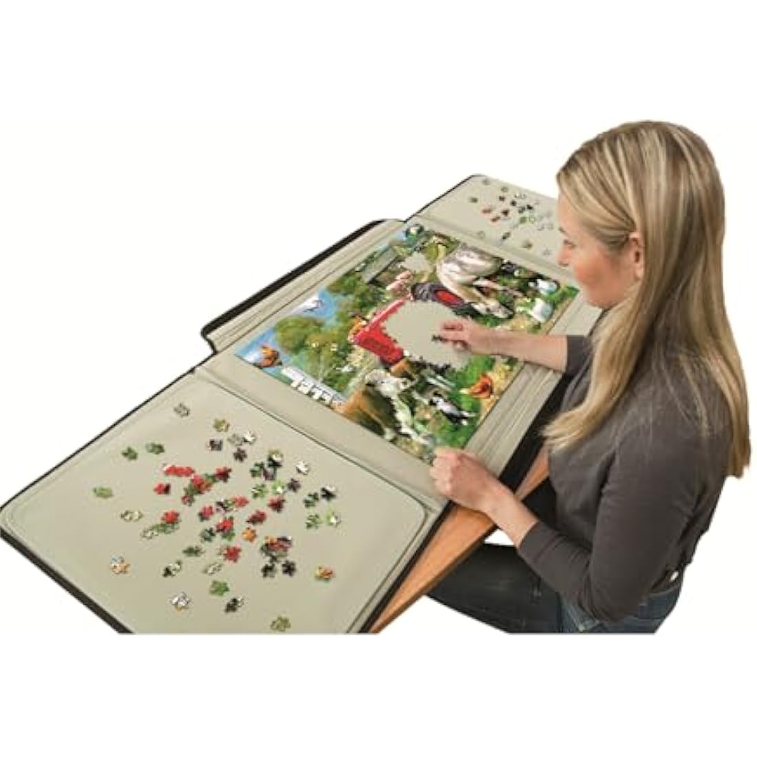 Porta Puzzle Original - Large Puzzle Mat & Board, 2 Sorters & Organisers - Portable, Lightweight & Easy to Store Non-Slip Felt Jigsaw Mat - Up to 1000 Pieces Porta Puzzle Board - 57x 80cm