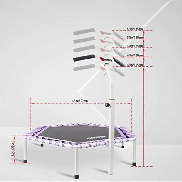 Gielmiy Fitness trampoline, 48" Silent Mini Trampoline Bungee Rebounder Jumping Cardio Trainer Workout for Adults - Maximum Load 150 kg