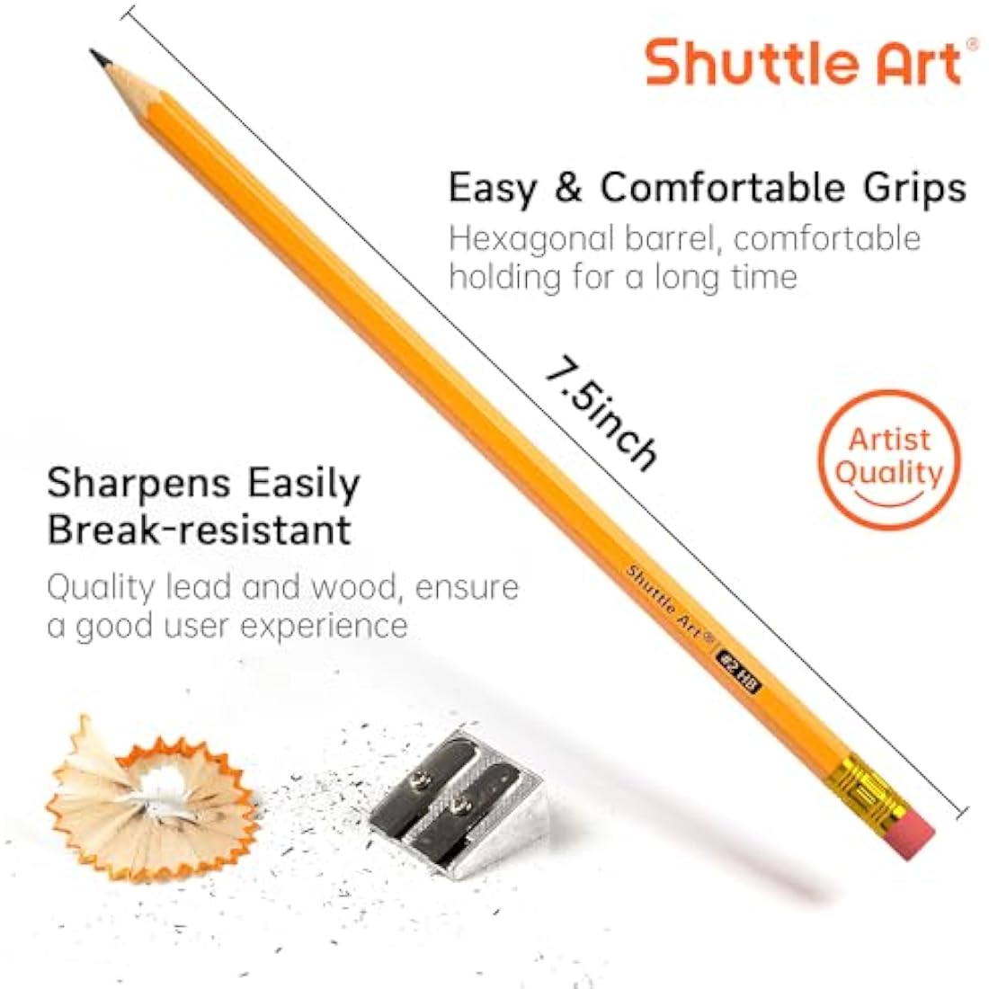 Shuttle Art Wood-Cased #2 HB Pencils, 350 Pack Sharpened Yellow Pencils with Erasers, Bulk Pack Graphite Pencils for School and Teacher Supplies, Writing, Drawing and Sketching