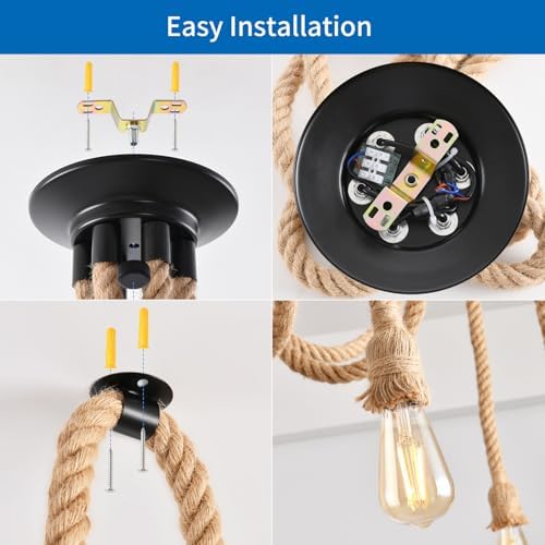 ANWIO 6 Heads Spider Light Chandelier,Pendant Lighting Ceiling,DIY Spider Rope Ceiling Lights,Bedroom Light Shades,Industrial Hanging Ceiling Lights,Hanging Light Fitting,Loft Lighting（1PCS）