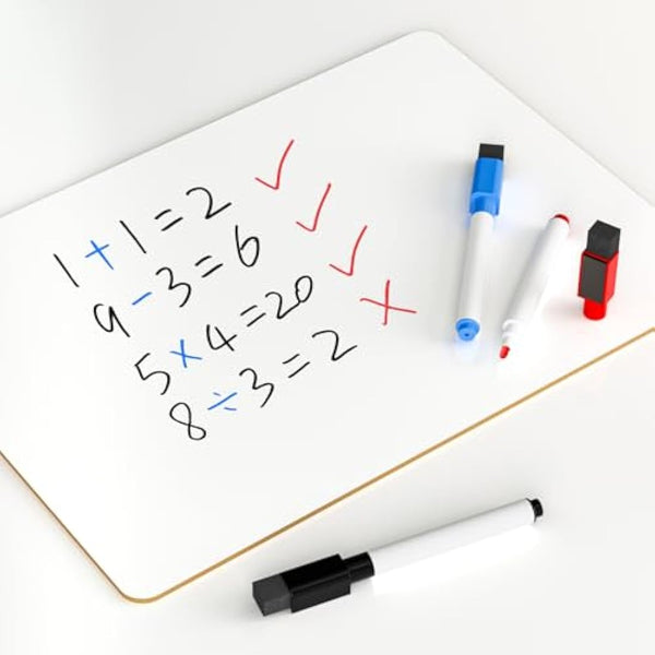 Nicpro Dry Erase Mini Whiteboard A4, 22 x 30 cm Double Sided Lapboard with 3 Water-Based Pens Learning Small White Board Portable Drawing Writing for Student and Classroom Use