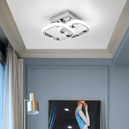 EIDISUNY LED Ceiling Light Modern Ceiling Lamp Silver Square Simple Ceiling Light Fixture LED for Corridor Kitchen Stairs Hallway Study Room Bedroom Living Room - Chrome 22W （Cool White Light 6000K