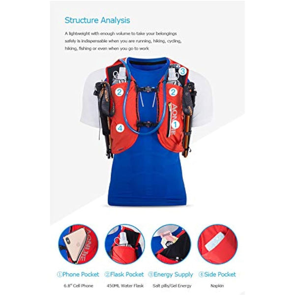 AONIJIE 12L Professional Lightweight Cross-Country Backpack Outdoor Hydration Backpack Hiking Camping Climbing