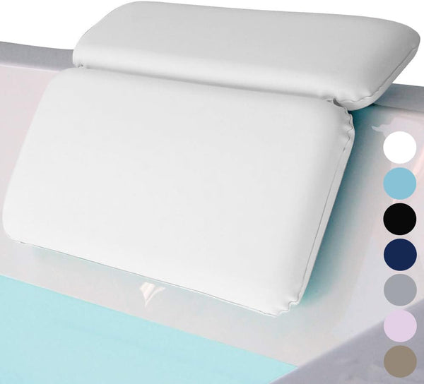 Gorilla Grip Comfort Slip Resistant Large Thick Soft Waterproof Relaxing Spa Bath Pillow, Fits Curved or Straight Back Tubs, Cushion Support Head and