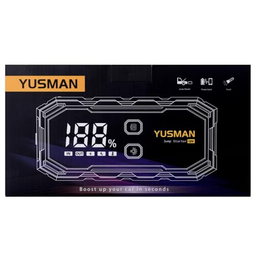 Jump Starter Power Pack, 12V Car Battery Booster, 5000A Portable Battery Pack (7.0 Gas/5.0L Diesel), Portable Jump Starter with Extended Smart Jump Cables, 3-Mode Lights