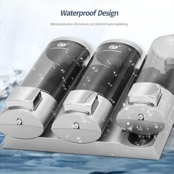 Triple 200ML Soap Dispenser Bathroom Wall Mounted Shower Gel Shampoo and Conditioner Dispenser Kitchen Dish Detergent Container Hand Body Wash Liquid Soap Dispenser for Home Hotel Restaurant